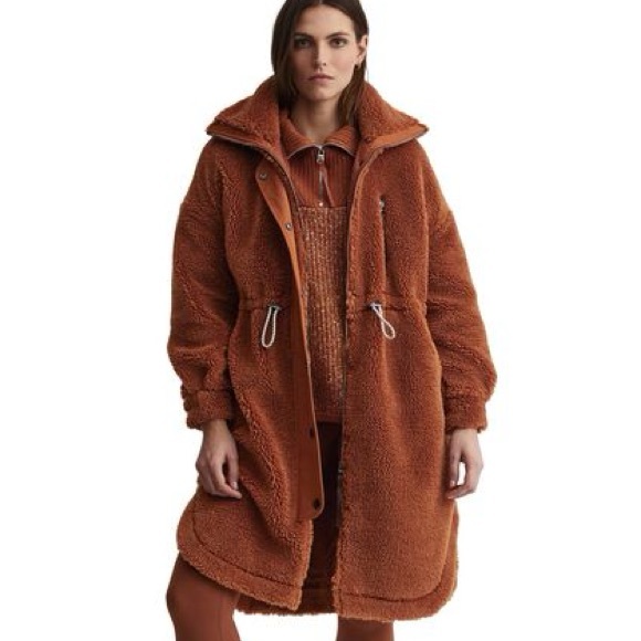 Varley Jackets & Blazers - Varley Jones Sherpa Coat Medium Caramel Cafe New Long Teddy Jacket Rust